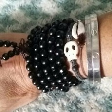 Wwlb 도매 가격 천연 백단향 남자 옴 연꽃 보석 기도 pulsera 아저씨 나무 구슬 묵주 팔찌 여성 선물, 검은색