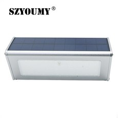 Szyoumy 슈퍼 밝은 48 led 벽 빛 무선 방수 태양 조명 야외 레이더 모션 센서 빛 알루미늄 주택 10 pc|태양광 램프|, 1개, 온난한 백색
