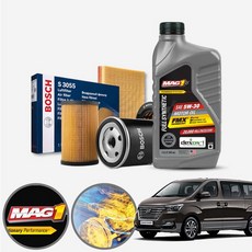 그랜드스타렉스(어반) 2.5 디젤 맥원 초정숙 100% 합성엔진오일 필터세트 8리터 a2204+o188 ONL-0190053 cs01071, 5w30(공용)