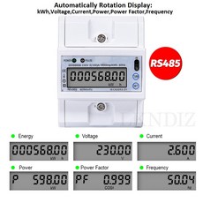 단상 5(80)A 230V AC RS485 MODBUS RTU 에너지 미터 전기 소비량 측정기 모니터 백라이트 4P DIN 레일 카운터, Without Backlight
