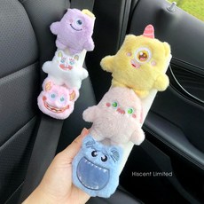 몬스터 주식회사 안전벨트 인형 커버 자동차 실내 인테리어 차량용, 황색 + 보라색 작은 몬스터, 패브릭