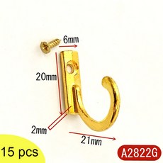 단일 가구 걸이 후크 하드웨어 벽 랙 홈 스토리지 코트 수건 프롱 옷 마운트 키 모자, Gold 15pcs, 15개