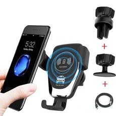 iPhone 12 11 Pro XR 8 용 10W Qi 무선 차량용 충전기 자동 클램핑 차량용 무선 충전기 적외선 센서 전화 홀더 마운트, 검은 색