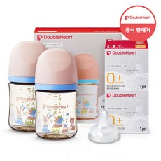 더블하트 모유실감 3세대 PPSU 디어프렌즈 트윈팩 160ml+젖꼭지(2입), 1세트, 단일옵션