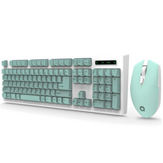 큐센 무선 키보드 + 마우스 + 키스킨 세트, 민트, 일반형, 0 MK450 5개
