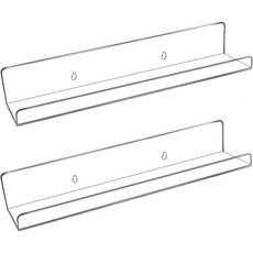 벽 수납용 에브론 2팩 아크릴 선반 13.8인치 용 플로팅 책장 욕실 침실 거실 주방 방 장식용 자가 접착 스티커 디스플레이 정리기 - 아크릴벽선반