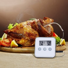 와이어 디지털 탐침 온도계 스테이크 조리용 오븐 심부 요리용 바비큐 고기 주방 타이머 베이킹 음식 조리 측정기, R99077S(버튼형