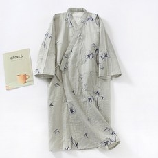 일본 호텔 가운 기모노 샤워가운 잠옷 남성용 온천가운 일본식, 남자 그레이 대나무~가운, 175(XL), 1개