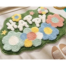 욕실발매트 부엌매트 키친매트 꽃 플라워 예쁜 귀여운 미끄럼방지 흡수 발매트, 45x70cm, 해피 플라워, 1개