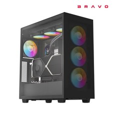 브라보텍 BRAVOTEC GUARDIAN 5100M 타이탄 글래스 PC케이스 (Black), 1개