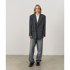 DUNST PEAKED DOUBLE BLAZER MELANGE GREY_UNI_UDJA4C108G2 510540