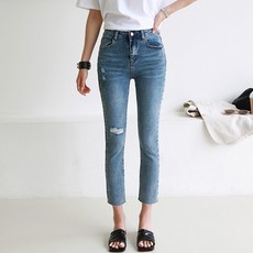 갠소 헤짐 커팅 슬림 일자 팬츠