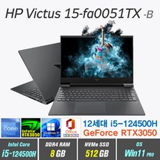 HP Victus 15-fa0051TX + Win11 Pro 포함 / RTX3050 / 인텔12세대 i5 / 게이밍노트북, 8GB, 512GB, 인텔 12세대 i5 12450H, Mica Silver