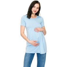 My Bump 여성용 캐주얼 라운드넥 프렌치 테리 반소매 임산부 상의 (미국산) 마르살라.
