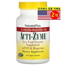 NaturesPlus 엑티브 자임 다이제스티브 에이드 소화 효소 블렌드 Acti-Zyme Digested Aid, 2개, 90정