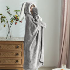  YULMIN 토끼 후드 망토담요 그레이 150X125CM 