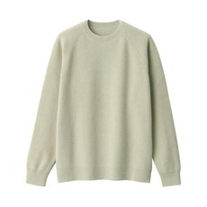 무인양품 MUJI 남자 세탁가능 크루넥 스웨터 84633331 그린 상의 티셔츠 봄 가을