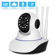 영어 매뉴얼 HD1080P 스마트 자동 추적 PTZ Wifi 카메라 양방향 오디오 운동 감지 베이비 모니터 Onvif ICSEE RJ45 네트워크 포트, 720P 128G 카드 포함, 미국 플러그
