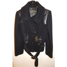 MACKAGE AZIA WOMEN'S BLACK WOOL LEATHER JACKET sz S NEW$650 AUTHENTIC
