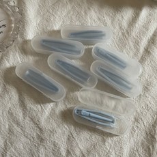 휴대용 간편 렌즈 집게 무광 반투명 케이스 렌즈 집게 보관함 렌즈 도구 보관 케이스 무광 매트 반투명 케이스, 블루, 1개