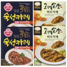 (2+2) 오뚜기 3일 숙성카레 약간매운맛 200g x 2개 & 고베식당 비프카레 약간매운맛 160g x 2개
