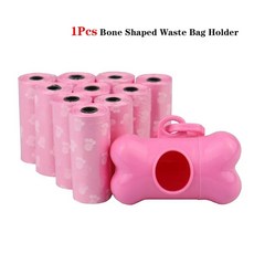 단색 인쇄 반려동물 쓰레기 봉투 깨끗한 강아지 배설물 산책 휴대, 2.6Pcs Set Pink, 1개