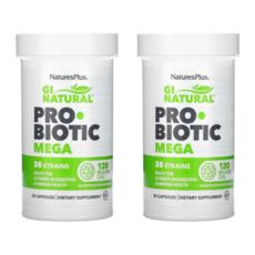 Natures Plus 네이처 플러스 내추럴 프로바이오틱스 메가 1200억 CFU gI Natural Probiotic Mega 30캡슐, 2팩, 30정