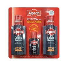 독일 Alpecin 알페신 카페인샴푸l C1 250ml x2개 + 리퀴드 두피활성 영양액 75ml 실리콘무첨가 남성용 탈모샴푸, 1세트