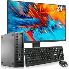 HP EliteDesk 800 G1 SFF 데스크탑 컴퓨터 패키지 Intel Ce i5 3.3GHz 32GB RAM 1TB SSD KOORUI 24인치 모니터 AC WiFi Win, 24인치 LCD