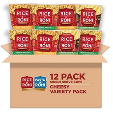 PASTA RONI Quaker Rice a Roni Cups 개별 컵 3가지 맛 버라이어티 팩 66.5g(2.25온스) (12팩), 1개, 170g