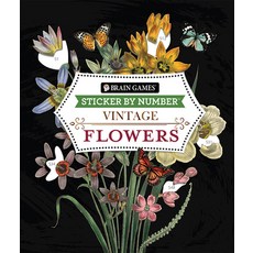 (영문도서) Brain Games - Sticker by Number - Vintage: Flowers (28 Images to Sticker) Paperback, Publications International,..., English, 9781639382309