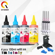 100ml 리필 염료 잉크 키트 HP 903 904 905 잉크 카트리지 ciss for HP OfficeJet 6950 6956 HP OfficeJet Pro 6960 697, 1개, 100ml-4-30ml, 단일