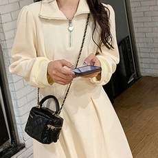 카라넥 나들이 원피스 하객룩 데일리 모임 스판 주름