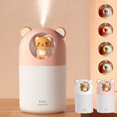 가습기 KC인증 미니 저소음 탁상용 무드등 귀여운 조명가습기 멀티형 필터없는, 핑크
