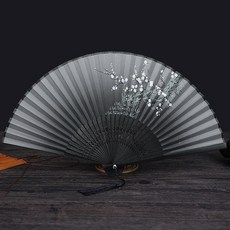 블랙 선물용 대나무부채 태슬장식 매화꽃 접이식 부채, 상세 참조