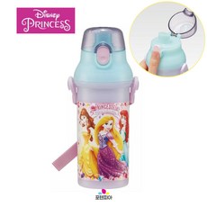 디즈니 프린세스24 원터치 물통 물병 480ml 캐릭터 유치원 초등학생 여아 유아 어린이 소풍 휴대용 어깨끈, 본상품선택, 1개