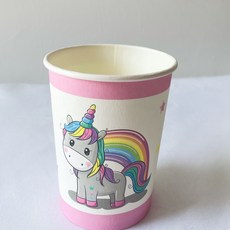 생일 종이컵 생일 케이크 컵 경축 모임 파티 핫골드 귀여워 레이스 도트 무지개 별 종이컵 패션 프린트 캐릭터 종이컵 일회용, 유니콘05, 20개