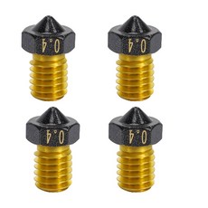 4x 논스틱 PTFE 코팅 m6 노즐 0.4mm F/ AC 코브라 메가 S X Chiron Prusa i3 MK3S 미니 압출기 V6 핫엔드 3D 프린터