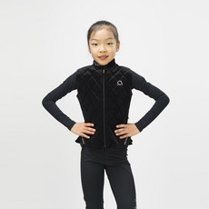 [QMI AHA 큐미 아하] VE03 베스트 피겨복 피겨 스케이팅 경기복 스케이팅 연습복 조끼 큐미인터내셔널 아이스링크장 연습복 누빔 조끼 기모, 블랙, X