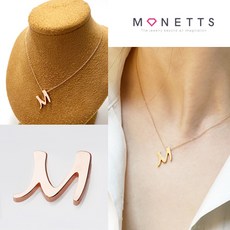 모네츠 14K 골드 사랑받은 알파벳 이니셜 M 목걸이