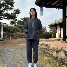 생활한복MZ언니 겨울 남여공용 왕골 담 누비 저고리 바지세트 생활한복 개량한복