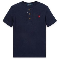 린스키즈랜드 [Polo Boys Toddler] Cotton Mesh Henley Shirt (Navy White) 폴로키즈 남아 메쉬 헨리 티셔츠