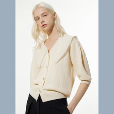 [ 리스트 ] 23SS 여름 쉬폰 레이스 카라 펀칭 반팔 가디건 TSKCDN60020