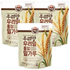 [메가마트]백설 우리땅 우리밀 통밀 밀가루 750g, 3개