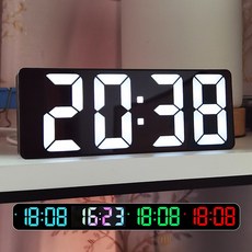 CABULE 디지탈 탁상시계 led 온도 시계 전자벽시계 협탁 무소음 알람시계 탁상알람시계 탁상용시계 선물, 흰색