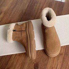 첼시 라운드 퍼 스노우 앵클부츠 겨울 부츠 소가죽
