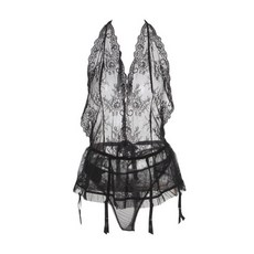 에블린 샤샤블랙 가터 슬립 + 티팬티 세트 EBFL84901R
