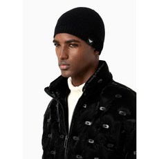 EMPORIO ARMANI Pure cashmere ribbed beanie 627987CC987100020 Black