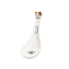 Makone 스푼 라멘 분식 숟가락 수프 도자기 라면 세라믹, 삼색 고양이(1개), 1개