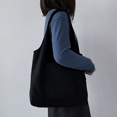 포켓 캔버스 에코백블랙